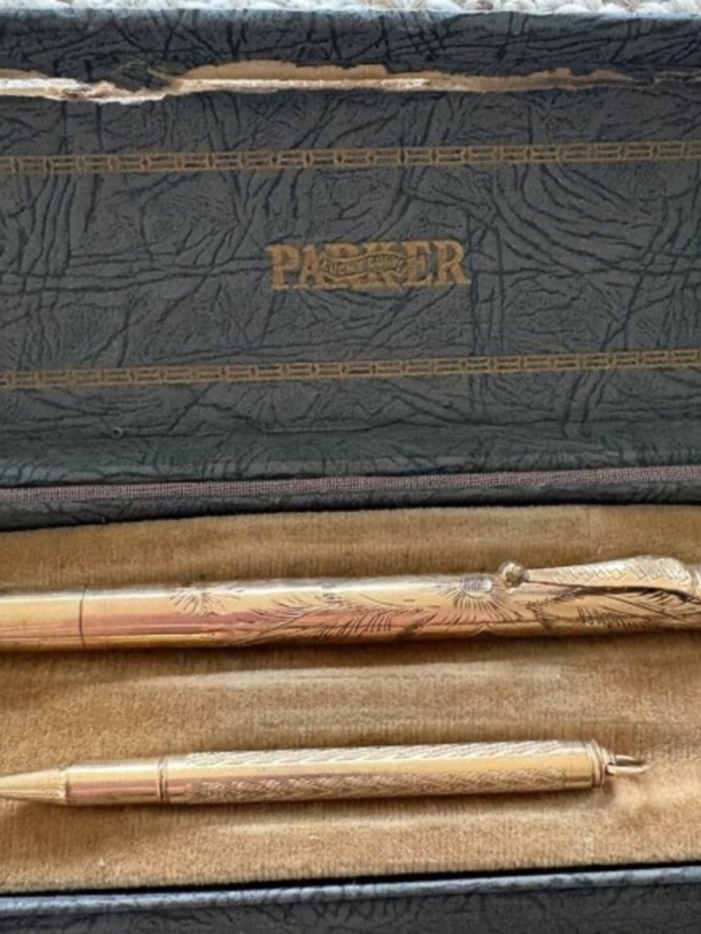 Vintage Parker 51 Pen & Pencil Set Gold Filled WWII Era w Box Rare - Picture 7 of 10